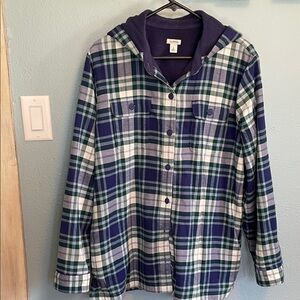L.L. Bean Blue/Green Fleece/Flannel Hoodie